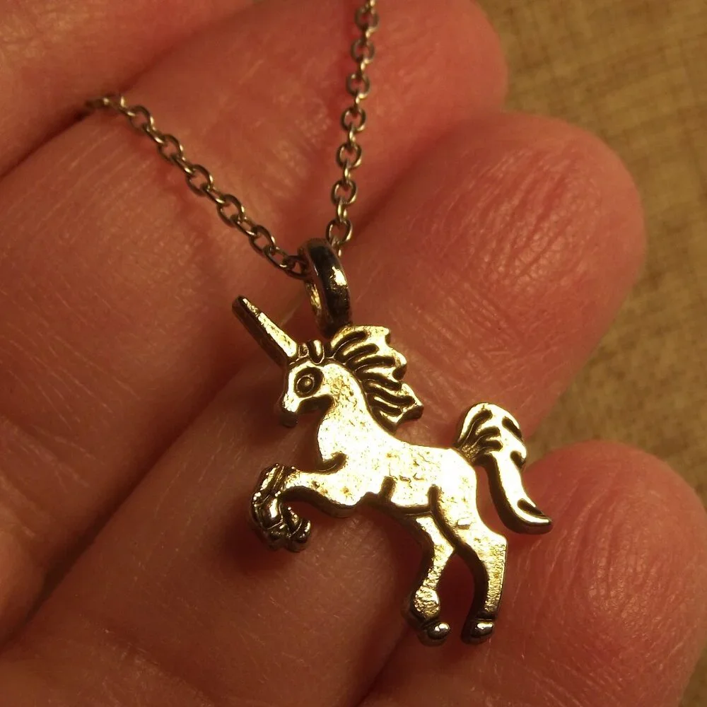 Unicorn Pendant Necklace in Silver Tone